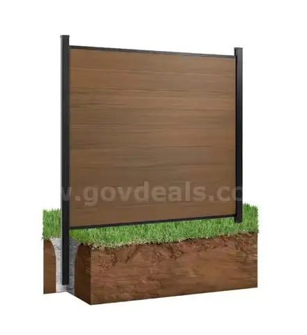 Around 90 feet of NEW Composite Privacy Fence TEAK&#x2013; Includes 15 sections with aluminum posts and hardware MSRP $7500