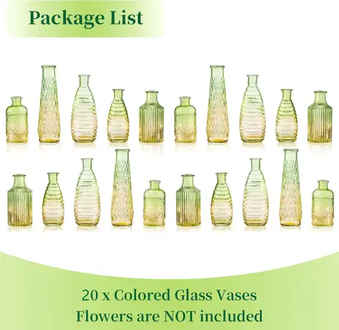 Brand New - 20pcs Colored Small Glass Vases for Centerpieces - Shipping Available