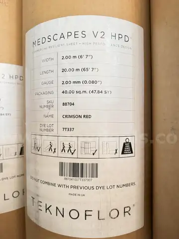 Brand New - 860sq. ft. Commercial Grade Sheet Vinyl Flooring  #88704P Crimson Red