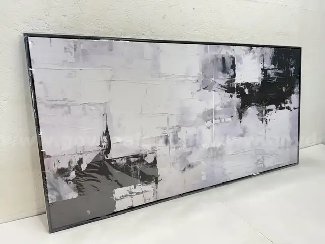 Brand New - Abstract Canvas Wall Art Framed Decor Black and White 24&#x22; x 48&#x22; - Shipping Available