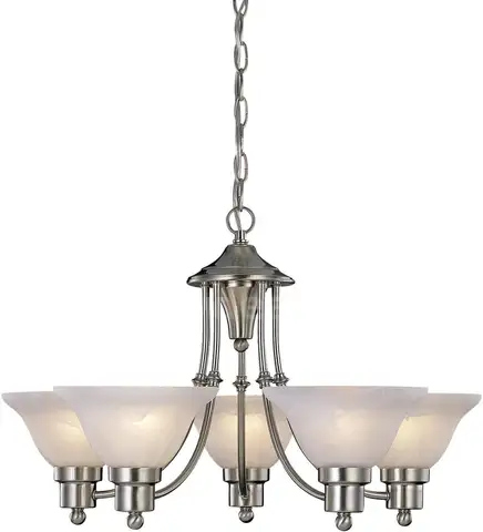 Brand New - Hardware House 54-4452 Bristol 5 Light Chandelier, 24"x15", Satin Nickel - Shipping Available