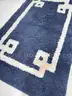 Bathroom Rugs Sets 2 Piece, Soft and Water Absorbent Microfiber Carpet, Navy Blue and White - Shipping Available