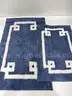 Bathroom Rugs Sets 2 Piece, Soft and Water Absorbent Microfiber Carpet, Navy Blue and White - Shipping Available