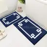 Bathroom Rugs Sets 2 Piece, Soft and Water Absorbent Microfiber Carpet, Navy Blue and White - Shipping Available