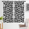 Brand New - 42&#x22;x 63&#x22; Black Floral Window Curtain White Flowers Checkered  - Shipping Available