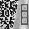 Brand New - 42&#x22;x 63&#x22; Black Floral Window Curtain White Flowers Checkered  - Shipping Available