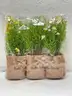 Brand New - 3Pcs Hello Spring Artificial Flowers with Burlap Bag Vases - Shipping Available