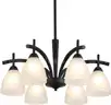 Brand New - Modern Farmhouse Black Frosted Glass Chandelier Rustic 6 Lights - Shipping Available
