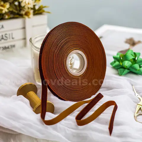 Dark Brown Velvet Ribbon 3/8Inch x appx. 35Yd long Single Face Fabric Ribbon Roll for Gift Wrappin - Shipping Available