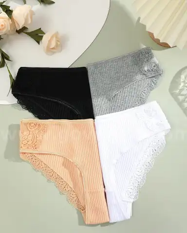 Brand New - 12Pcs Women&#x2019;s Cotton Lace Bikini Panties, Soft Stretch  (Size S, Style 6D)&#x22; - Shipping Available