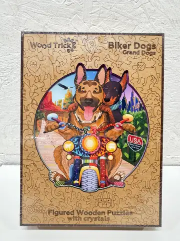 Brand New - Wood Trick Figured Wooden Puzzles Biker Dogs 256 parts - Shipping Available