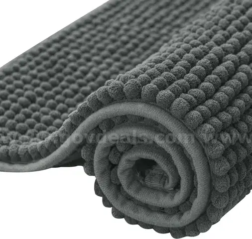 Brand New - 34&#x22;x21&#x22; Plush Bathroom Rug, Absorbent  Non Slip Chenille Bath Mats, Charcoal Gray - Shipping Available