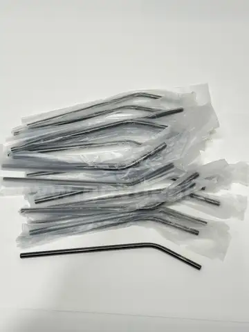 Brand New - Lot of 20 Reusable Stainless Steel Straws - 20oz Tumbler Straw Long Metal, Black - Shipping Available