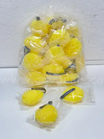 Brand New - Lot of 25 Soft Honeycomb Shower Puffs, Yellow  - Shipping Available