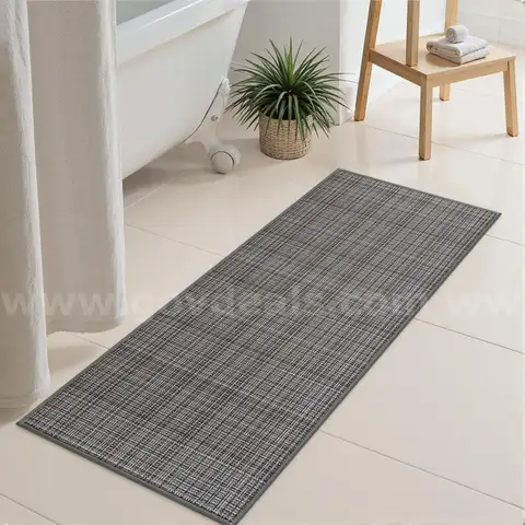 Brand New - 20"x47" Bathroom Runner, Gray Non Slip Long Bath Mat - Shipping Available