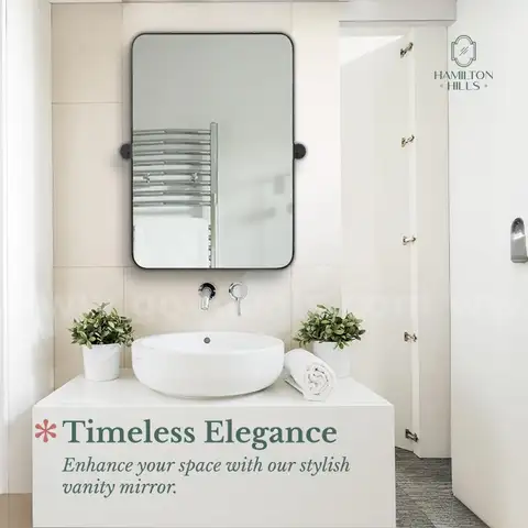 Brand New - Wall-Mounted Vanity Mirror, Frameless Adjustable Rectangle Bathroom Mirror with Brushed - Shipping Available