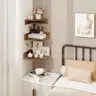 Brand New - Set of 3 Floating Corner Shelves with Cord Hole, 3 Tier Wood Wall Display Shelf - Shipping Available
