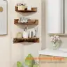 Brand New - Set of 3 Floating Corner Shelves with Cord Hole, 3 Tier Wood Wall Display Shelf - Shipping Available