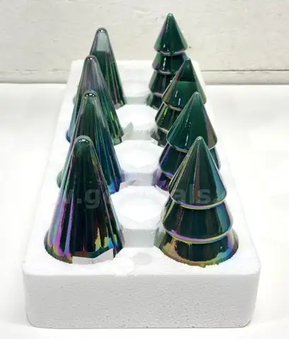 Brand New - 8PCS - Glass Oil Slick Christmas Trees - Shipping Available