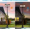 Brand New - Solar Lamp Post Light, Tall 128" Triple Heads Dusk to Dawn Outdoor Waterproof - Shipping Available