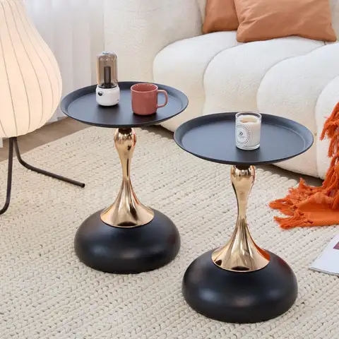 Brand New - 2PCS - Elegant Modern Side Tables - Featuring a Unique Hourglass Design, Black - Shipping Available