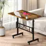 Brand New - Small Standing Desk Adjustable Height, Mobile Table with Wheels, Brown - Shipping Available