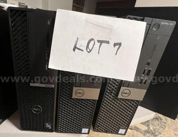 Lot 7:  3 Dell Computers - 2 Optiplex 7070, 1 Optiplex 7010 - Hard Drives Removed