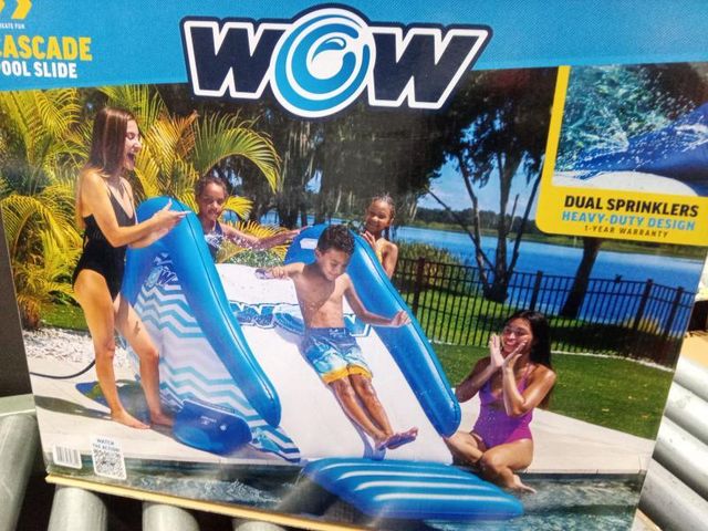 WOW Sports Cascade Pool Slide, Inflatable Slide with Sprinkler ...