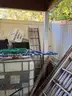 scaffolding, 8 side pannels, 7 support poles ( X poles), 3 walk boards.