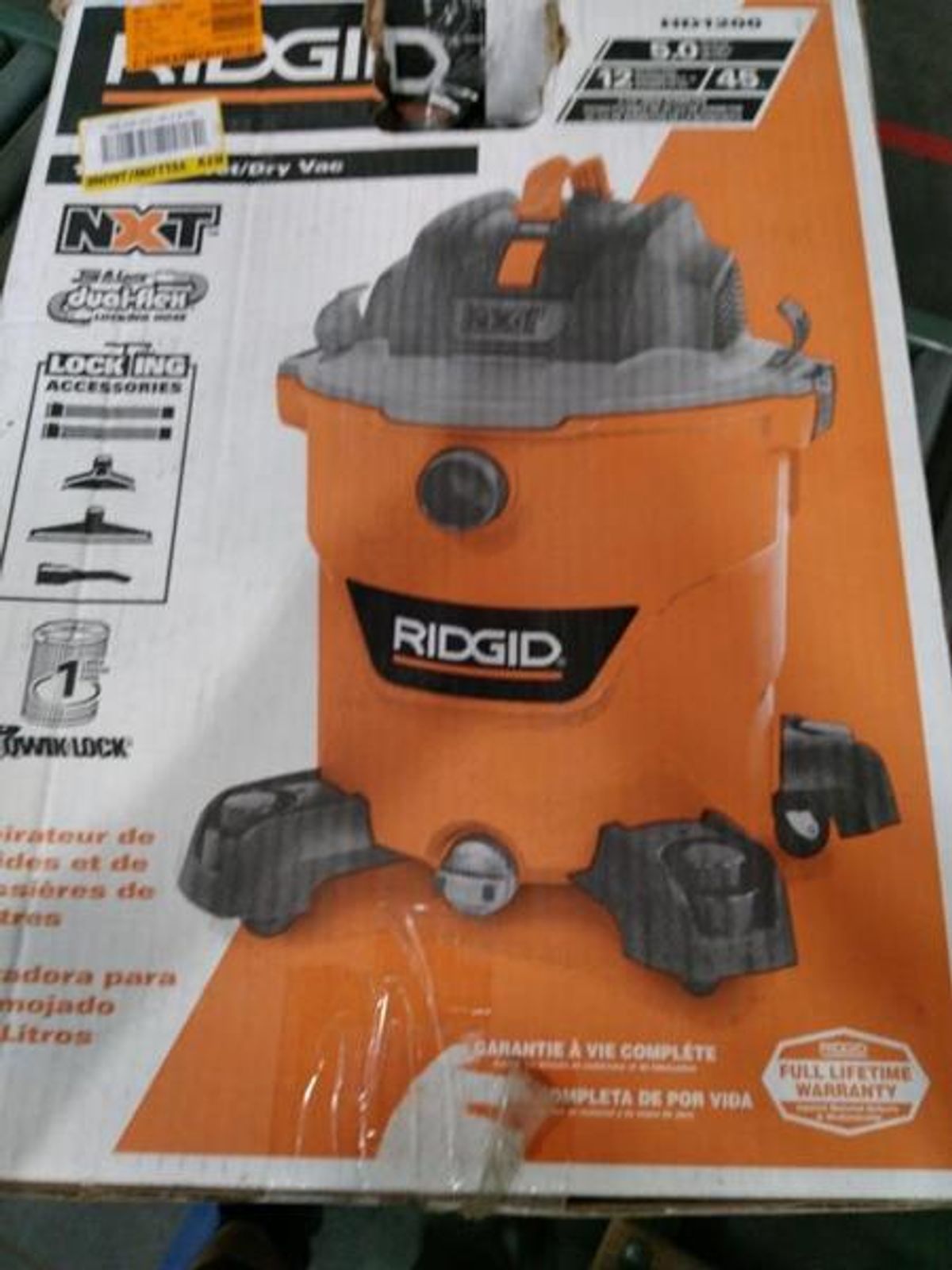 RIDGID 12 Gallon 5.0 Peak HP NXT Wet/Dry Shop Vacuum with Filter ...