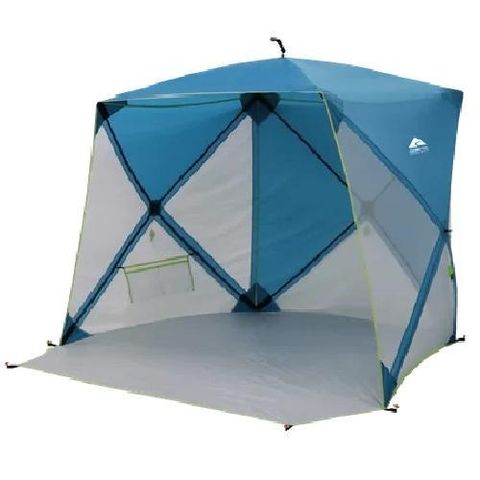 Ozark Trail 6.8 ft x 5.9 ft Pop-up Beach Shelter, Blue | AllSurplus ...