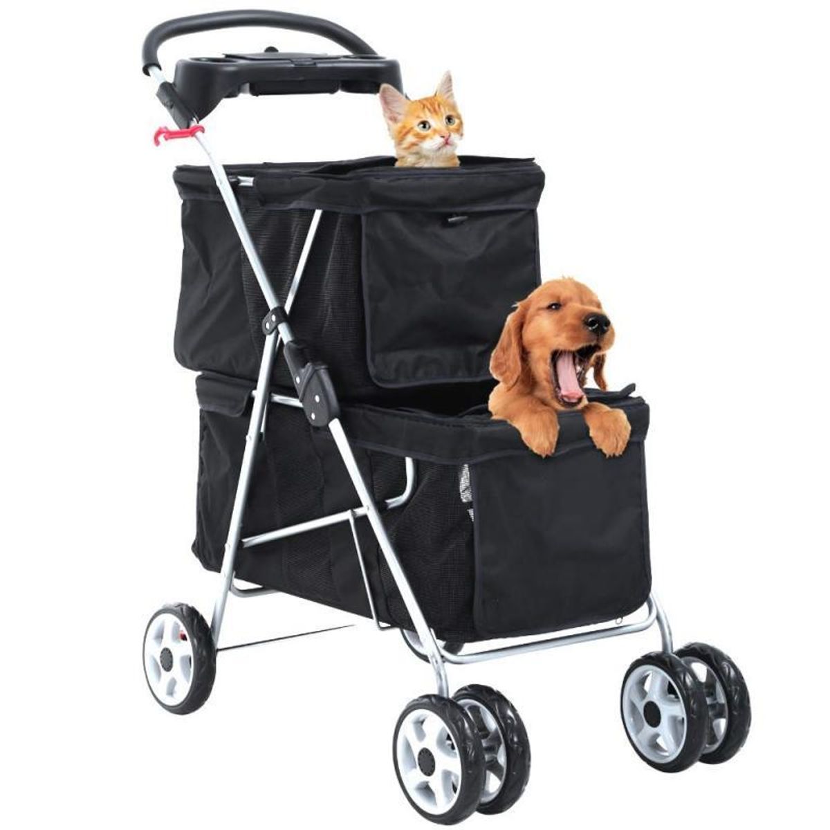 Giantex Folding Dog Stroller, Pet Stroller for Small Medium Dogs Cats ...