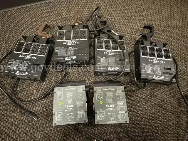 Lot of 4 Elation 4 channel dimmer/switch pack, Lot of 2 Lightronics AS-40D Dimmer Unit & Rosco ImagePro Slide Projector