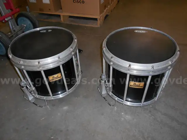 2 Pearl Marching Snare Drums &#x26; 1 Pearl Marching Harness