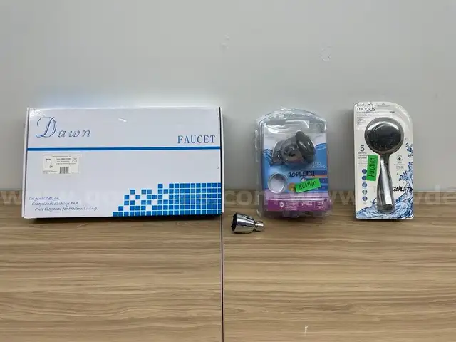 Lot of Shower Heads and Kitchen Faucet