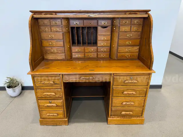 ROLL TOP DESK SOLID WOOD