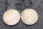 Lot of (4) Foreign Coins &#x26; (2) Peace Dollar Coins