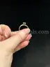 ONE LADIES RING SET IN BOX, GOLD IN COLOR: THIN SOLID BAND, BENT; AND EGAGEMENT TYPE RING WITH SQUARE SET CONTAINING ONE