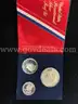 US BICENTENNIAL PROOF SET CONTAINING ONE EACH, DOLLAR, HALF DOLLAR, AND QUARTER COINS & FOUR COMMEMORATIVE COINS:  (1)19