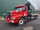 2014 Volvo VHD84B Tri/A Flatbed Truck w/ 2015 Hiab 322E-5 Hipro Knuckle Boom