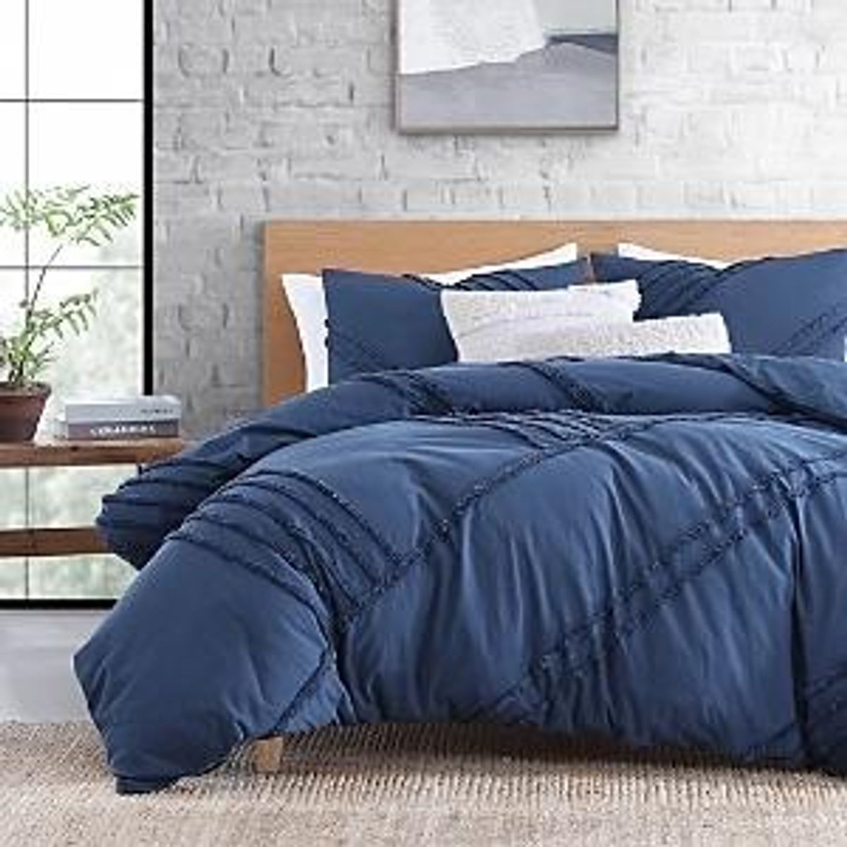 DKNY Chenille Block 3-pc Duvet Set- Denim - Full - Queen | AllSurplus ...