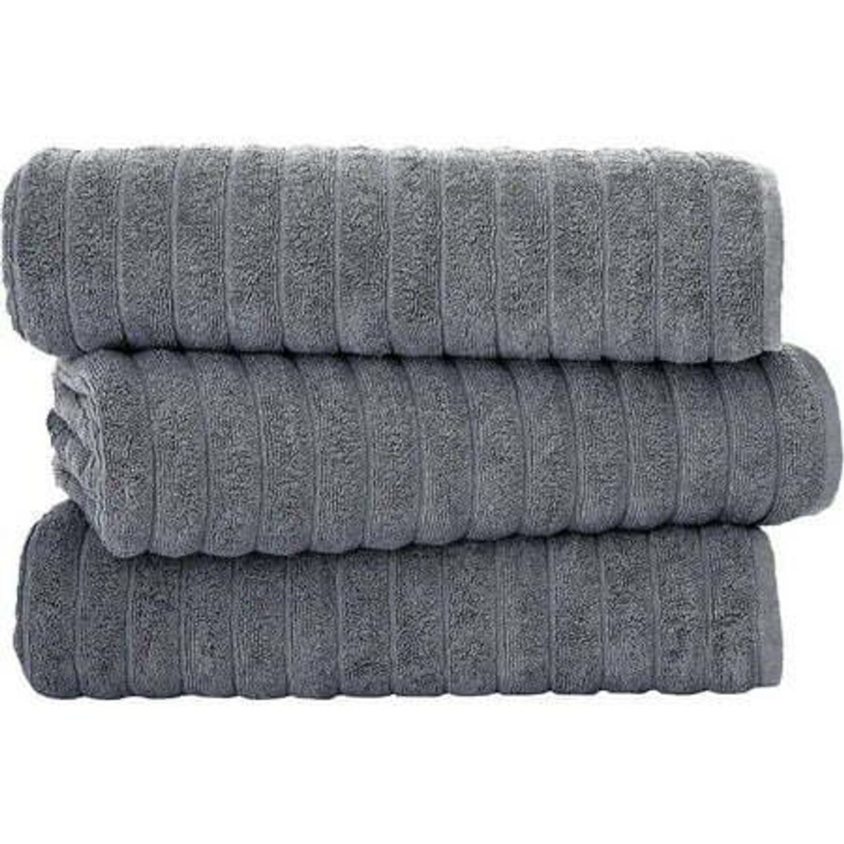 Classic Turkish Towels Plush Ribbed Cotton Luxurious Bath Sheets Set Of 3 40x65 40x65 Grey 5712