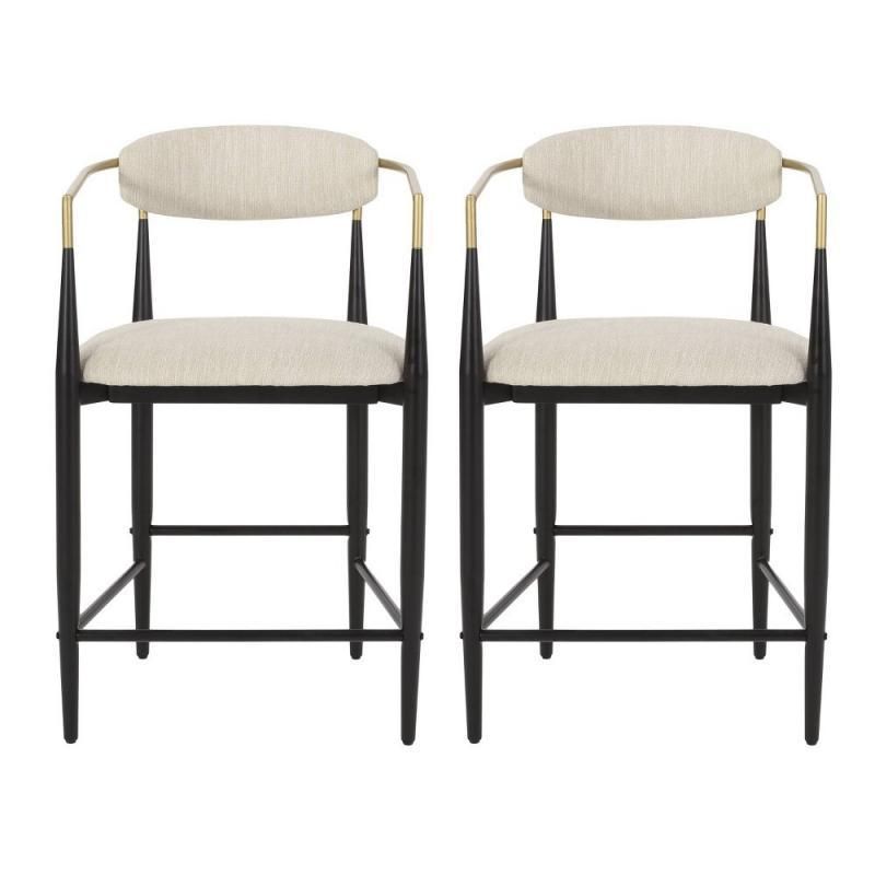 Elmore Fabric and Iron 25 Inch Counter Stools Set of 2 by