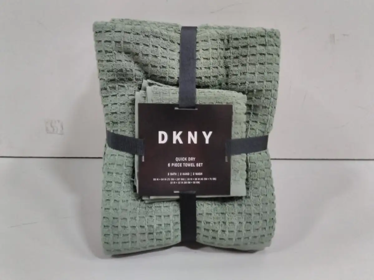 DKNY Quick Dry 6pc Towel Set Towel Multipack Moss AllSurplus