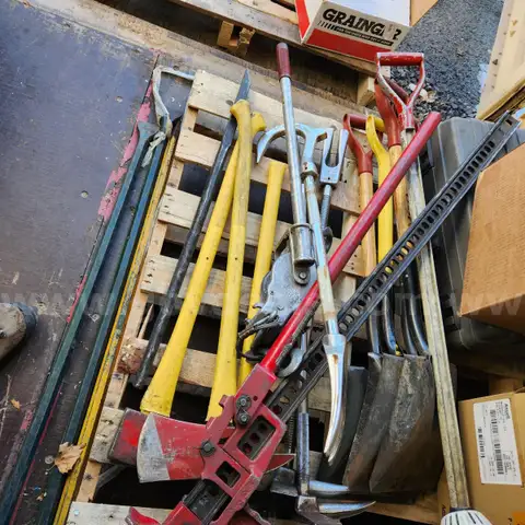 pallet of miscellaneous hand tools