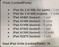Lot of 36 Apple A1489, A1395, A1566, and A2270 iPads