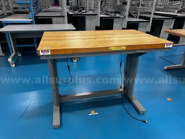 LISTA Align Motorized Lift Workstation with Butcher Block Work Surface