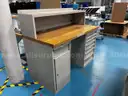 Stationary Butcher Block Workbench with Drawer Cabinet