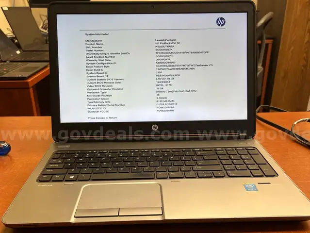 HP ProBook 650 G1 Laptop &#x2013; Intel i5 &#x2013; With Battery &#x26; Charger &#x2013; No Hard Drive