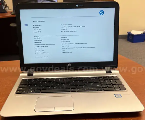 HP ProBook 450 G3 Laptop &#x2013; Intel i5 &#x2013; 16GB RAM &#x2013; With Battery &#x26; Charger &#x2013; No Hard Drive